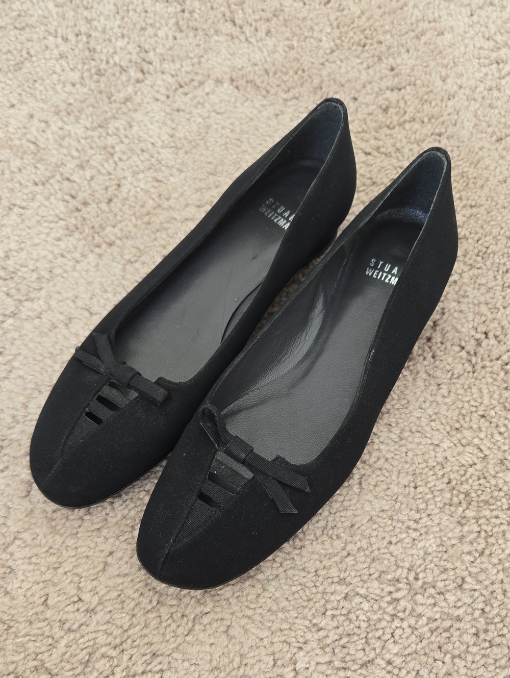 Stuart Weitzman Black Bow Accent Slip-on Ballet Flats Size 8.5 M‎ Fabric Upper - Picture 14 of 16